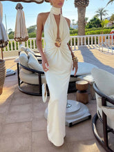 Exquisite Deep V-neck Open Back Waist Maxi Dress